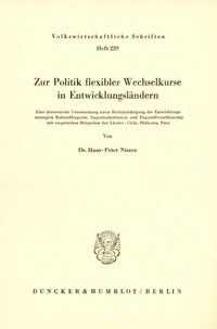 Produktbild: Zur Politik flexibler Wechselkurse in Entwicklungsl&auml;ndern.