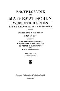 Bild vom Artikel Encyklopädie der Mathematischen Wissenschaften mit Einschluss ihrer Anwendungen vom Autor H. Burkhardt