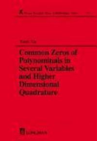Produktbild: Xu, Y: Common Zeros of Polynominals in Several Variables and