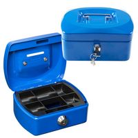 Produktbild: Idena Geldkassette Gr&ouml;&szlig;e Mini aus Metall 6 F&auml;cher blau 12,5x9,5x6cm