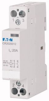 Produktbild: Eaton CR2011012 Installationssch&uuml;tz Nennspannung: 12 V DC/AC Schaltstrom (max.): 20 A 1 Schlie&szlig;er, 1 &Ouml;ffner 1 St.