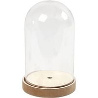 Produktbild: Creativ Company Plastikglas Glocke auf Holzfu&szlig;, H 18 cm, D 11 cm