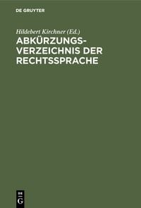 Produktbild: Abk&uuml;rzungsverzeichnis der Rechtssprache