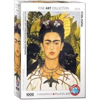 Produktbild: Selbstbildnis mit Dornenhalsketten und Kolibri von Frida Kahlo 1000 Teile