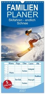 Produktbild: Familienplaner 2027 - Skifahren - endlich Schnee mit 5 Spalten (Wandkalender, 21 x 45 cm) CALVENDO