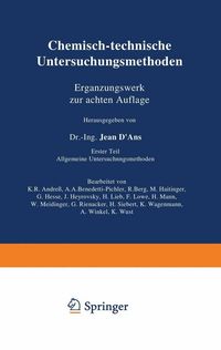 Produktbild: Chemisch-technische Untersuchungsmethoden Erg&auml;nzungswerk zur achten Auflage
