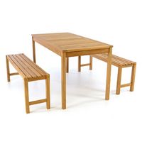 Produktbild: 3-tlg. Sitzgruppe Garten Tisch Bank Holz Teak