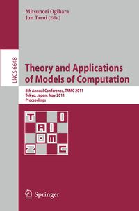 Produktbild: Theory and Applications of Models of Computation