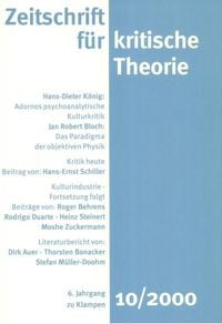 Produktbild: Zeitschrift f&uuml;r kritische Theorie / Zeitschrift f&uuml;r kritische Theorie, Heft 10 (2000)