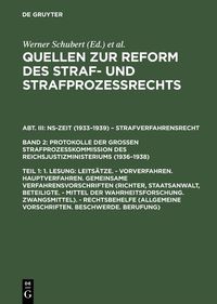 Produktbild: 1. Lesung: Leits&auml;tze. - Vorverfahren. Hauptverfahren. Gemeinsame Verfahrensvorschriften (Richter, Staatsanwalt, Beteiligte. - Mittel der Wahrheitsfors