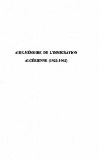 Produktbild: Aide-Memoire De L'immigration Algerienne