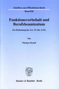 Produktbild: Funktionsvorbehalt und Berufsbeamtentum.