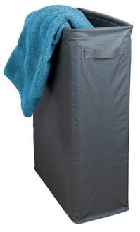 Produktbild: W&auml;schesammler Mod. Slim, anthrazit, Polyester, 46L, 20x60x40 cm, platzsparendes Design mit Griffen