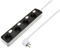 Produktbild: Sygonix SY-6118236 Steckdosenleiste mit Schalter 4fach Schwarz, Wei&szlig; Schutzkontakt 1St.