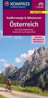 Produktbild: KOMPASS Radfernwegekarte Radfernwege & Biketouren Österreich - Übersichtskarte 1:300.000