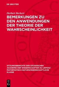 Produktbild: Bemerkungen zu den Anwendungen der Theorie der Wahrscheinlichkeit