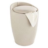 Produktbild: Hocker Mod. Candy Beige Leinenoptik, mit W&auml;schesack, mit abnehmbarem W&auml;schesammler