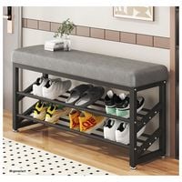 Produktbild: HTI-Living Schuhregal Metall 2 Ebenen mit Sitzkissen Grau