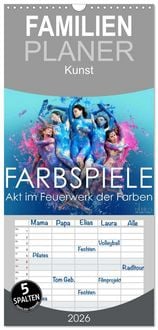 Produktbild: Familienplaner 2026 - FARBSPIELE - Akt im Feuerwerk der Farben mit 5 Spalten (Wandkalender, 21 x 45 cm) CALVENDO