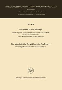 Produktbild: Die wirtschaftliche Entwicklung des Stoffdrucks