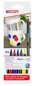 Edding 4200 Porzellan Pinselstifte 6er Set Standardfarben