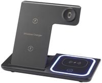 Produktbild: Renkforce Induktions-Ladeger&auml;t 15 W RF-QiWC3in1-01 RF-5780662 Ausg&auml;nge Magnetanschluss Schwarz