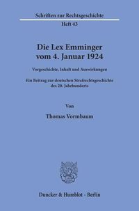 Produktbild: Die Lex Emminger vom 4. Januar 1924.