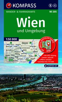 Produktbild: KOMPASS Wanderkarten-Set 205 Wien und Umgebung (2 Karten) 1:50.000