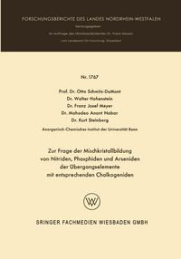 Produktbild: Zur Frage der Mischkristallbildung von Nitriden, Phosphiden und Arseniden der &Uuml;bergangselemente