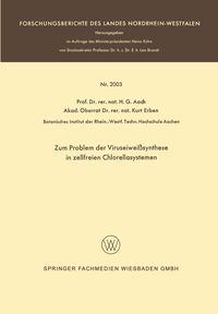 Produktbild: Zum Problem der Viruseiwei&szlig;synthese in zellfreien Chlorellasystemen