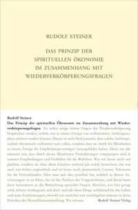 Bild vom Artikel Das Prinzip der spirituellen Ökonomie im Zusammenhang mit Wiederverkörperungsfragen vom Autor Rudolf Steiner