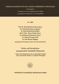 Produktbild: Farbe und Konstitution anorganischer Feststoffe (Pigmente)