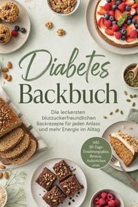 Produktbild: Diabetes Backbuch: Die leckersten blutzuckerfreundlichen Backrezepte f&uuml;r jeden Anlass und mehr Energie im Alltag - inkl. 30-Tage-Ern&auml;hrungsplan, Brote