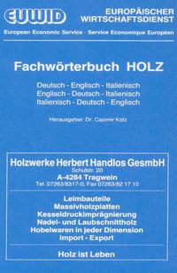 Bild vom Artikel Fachwörterbuch HOLZ. vom Autor Casimir Katz