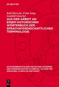 Produktbild: Aus der Arbeit an einem historischen W&ouml;rterbuch der sprachwissenschaftlichen Terminologie