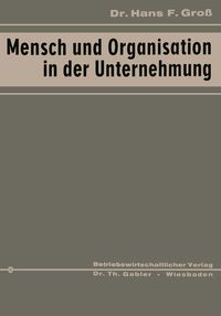 Produktbild: Mensch und Organisation in der Unternehmung