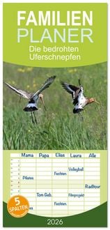 Produktbild: Familienplaner 2026 - Die bedrohten Uferschnepfen mit 5 Spalten (Wandkalender, 21 x 45 cm) CALVENDO