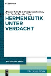 Produktbild: Hermeneutik unter Verdacht