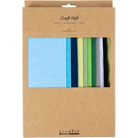 Produktbild: Creativ Company Bastelfilz, A4, Blatt 210x297 mm, Dicke 2 mm, Harmonie in Blau-Gr&uuml;n, 10 Stk