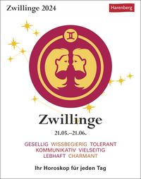 Zwillinge Sternzeichenkalender 2024: Tagesabreißkalender. Tischkalender 2024 mit täglichem Horoskop. Kleiner Kalender mit täglichem Blick in die St von Robert Satorius