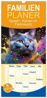 Produktbild: Familienplaner 2027 - Splash - Katzen im Farbrausch mit 5 Spalten (Wandkalender, 21 x 45 cm) CALVENDO