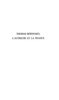 Produktbild: Thomas bernhard, l'autriche etla france