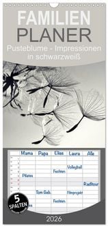 Produktbild: Familienplaner 2026 - Pusteblume - Impressionen in schwarzwei&szlig; mit 5 Spalten (Wandkalender, 21 x 45 cm) CALVENDO