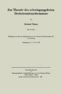 Produktbild: Zur Theorie des schwingungsfreien Drehstromtransformators