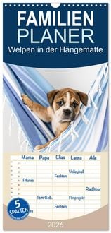 Produktbild: Familienplaner 2026 - Welpen in der H&auml;ngematte mit 5 Spalten (Wandkalender, 21 x 45 cm) CALVENDO