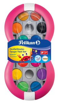 Pelikan Deckfarbkasten Space+ magenta, 12 Farben und 1 Tube Deckweiß