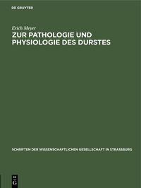 Produktbild: Zur Pathologie und Physiologie des Durstes