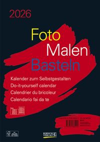Produktbild: Foto-Malen-Basteln Bastelkalender A4 schwarz 2026