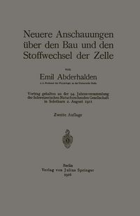 Produktbild: Neuere Anschauungen &uuml;ber den Bau und den Stoffwechsel der Zelle
