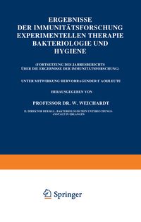 Produktbild: Ergebnisse der Immunit&auml;tsforschung Experimentellen Therapie Bakteriologie und Hygiene